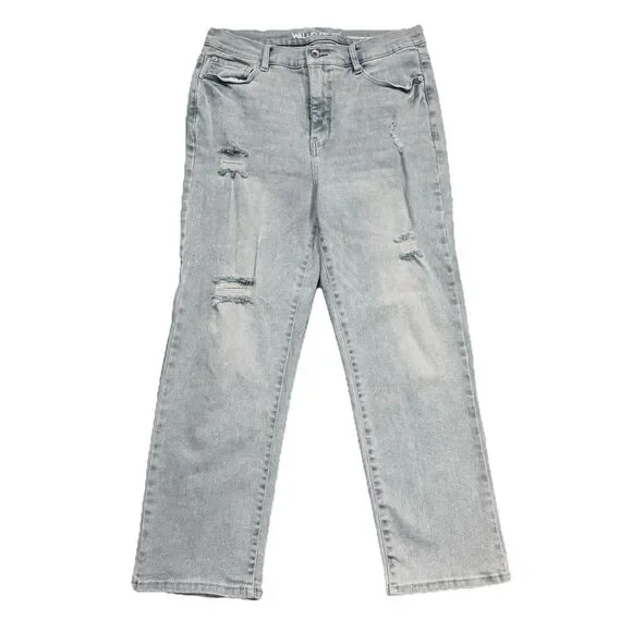 Wallflower Jeans Fearless Curvy Super High Rise Crop 10 (30x25) Blue Distressed - Picture 1 of 10